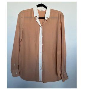 celine nude coral tan 100% silk blouse 2